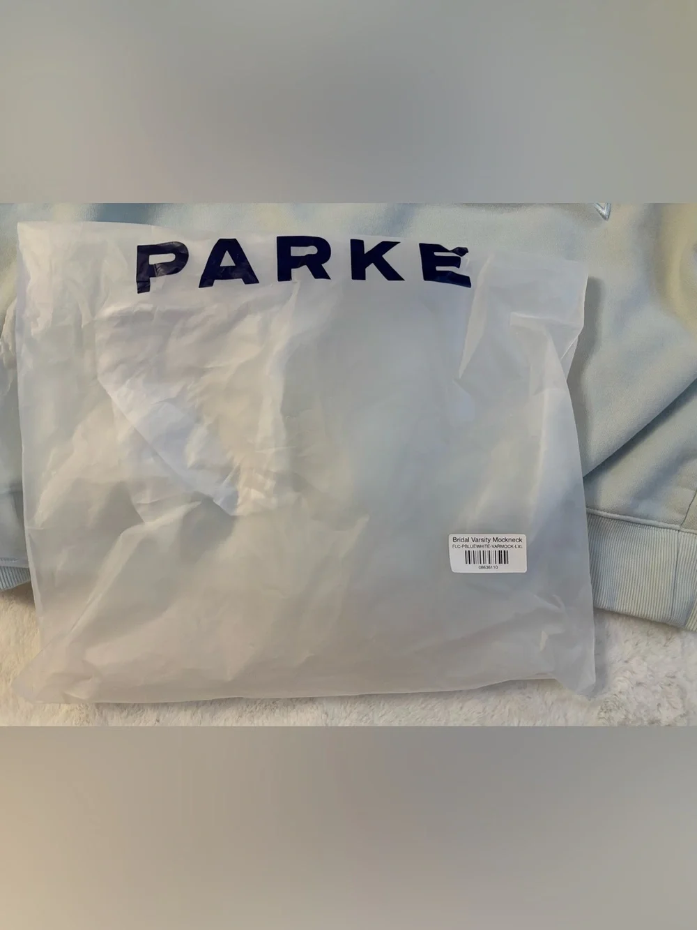 Parke Bridal Varsity Mockneck - Pale Blue + White L/XL - Picture 8 of 9